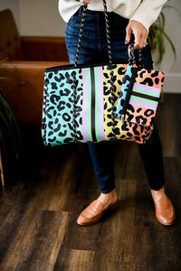 The Jenna, Rainbow Leopard Neoprene Tote