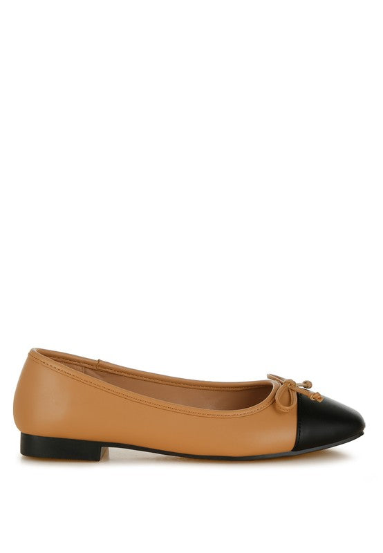 Acino Faux Leather Bow Detail Ballerinas