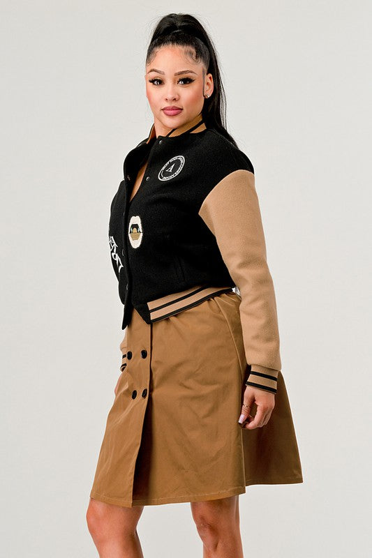 Athina Black Queen letterman Jacket