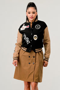 Athina Black Queen letterman Jacket