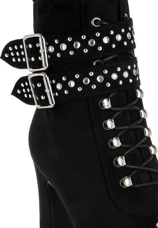 Punk Nomad Harness Detail Lace Up Boots