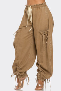 Urban Chic Drawstring Denim Cargo Pants