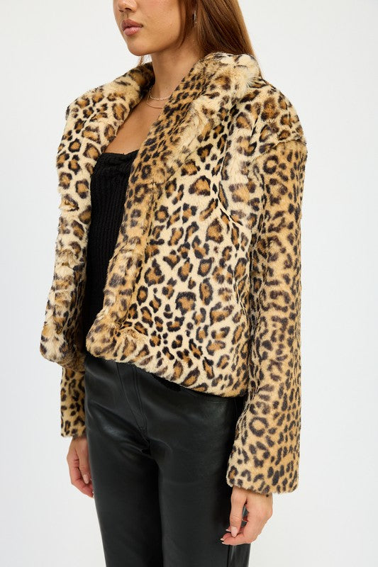 ANIMAL PRINT FURRY JACKET