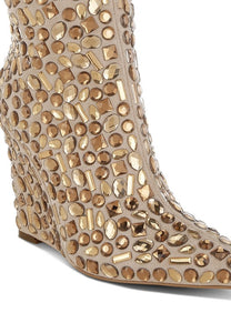 Trend Titan Diamante Slim Wedge Heel Boots