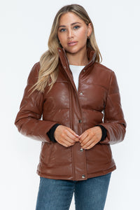 YMI Pocketed Zip Up Turtleneck Puffer Jacket