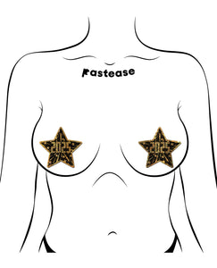 Pastease 2025 Happy New Year Star Nipple Covers - Black/Gold O/S