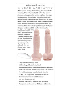 Adam & Eve Adam's True Feel Rechargeable Dildo - Flesh