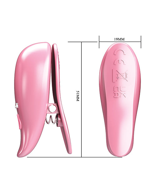 Pretty Love Leaf Wireless Vibrating Nipple Clamps - Pink