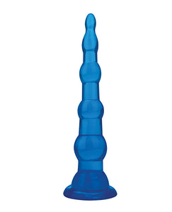 Blue Line C & B 6.75" Anal Beads W/suction Base - Jelly Blue