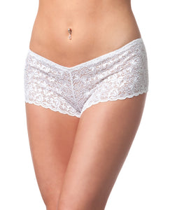 Low Rise Stretch Scallop Lace Booty Short White O/s