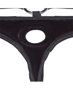 Lux Fetish Velvet Bikini Strap On - Black