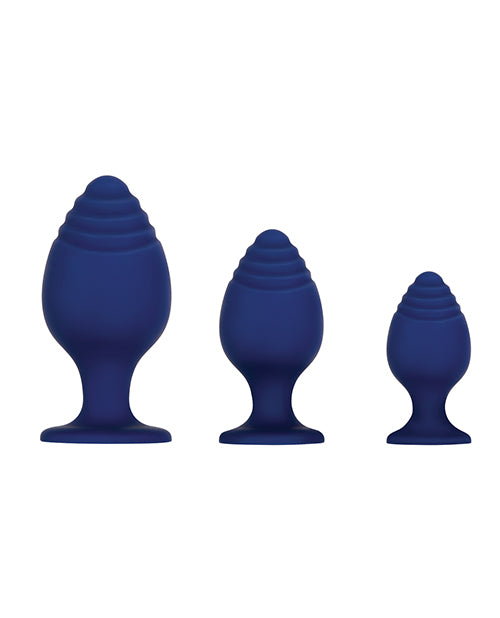 Evolved Get Your Groove On 3 Pc Silicone Anal Plug Set - Blue