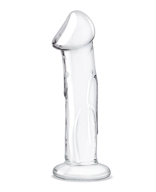 Glass 6" Dildo w/Veins & Flat Base