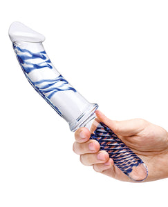 Glas 11" Realistic Double Ended Glass Dildo W/handle - Blue