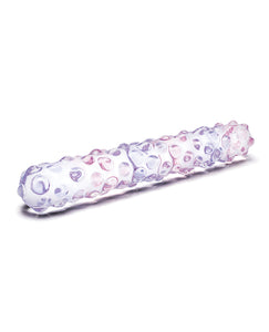 Glas 9" Purple Rose Nubby Glass Dildo - Purple/pink