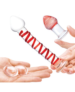 Glas 4 Pc Mr. Swirly Set W/glass Kegel Balls & 3.25" Butt Plug - Red