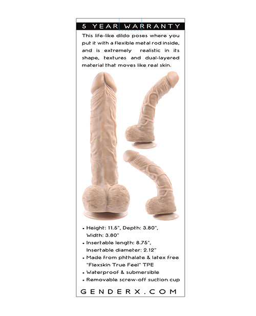 Gender X Flexskin Poseable True Feel 10" Dildo - Light