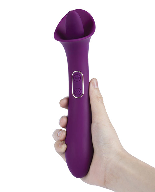 Adele Clit Licking Tongue Vibrator W/ G Spot Stimulator - Purple