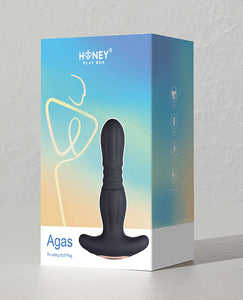 Agas Thrusting Butt Plug W/ Remote Control - Black