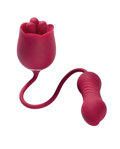 Rosa Rotating Rose Toy & Thrusting Vibrator - Red