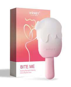 Bite Me Sucking, Tapping & Vibrating Cream Pop Stimulator - Pink/White