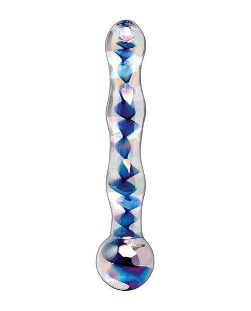 Icicles No. 8 Hand Blown Glass Massager - Clear W/inside Blue Swirls