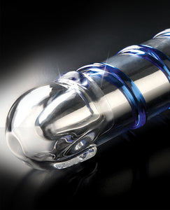 Icicles No. 20 Hand Blown Glass Vibrator Waterproof - Clear W/blue Swirls