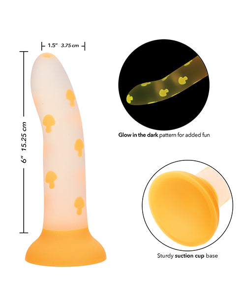 Glow Stick Mushroom Suction Cup Glow-in-the-Dark Dildo - Yellow