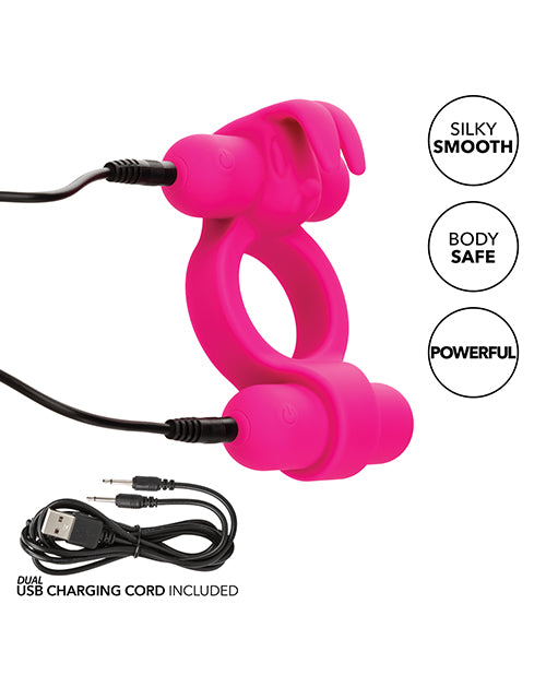 Couple's Enhancer Silicone Rechargeable Rockin' Rabbit Enhancer - Fuchsia