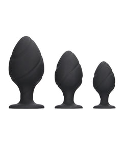 Shots Ouch Swirled Butt Plug Set - Black