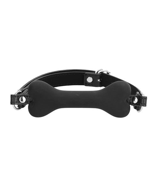 Shots Ouch Puppy Play Silicone Bone Gag - Black