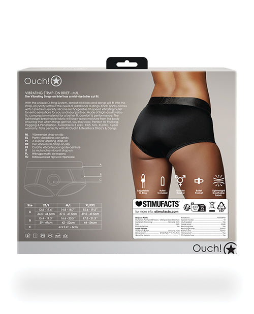 Shots Ouch Vibrating Strap On Brief - Black