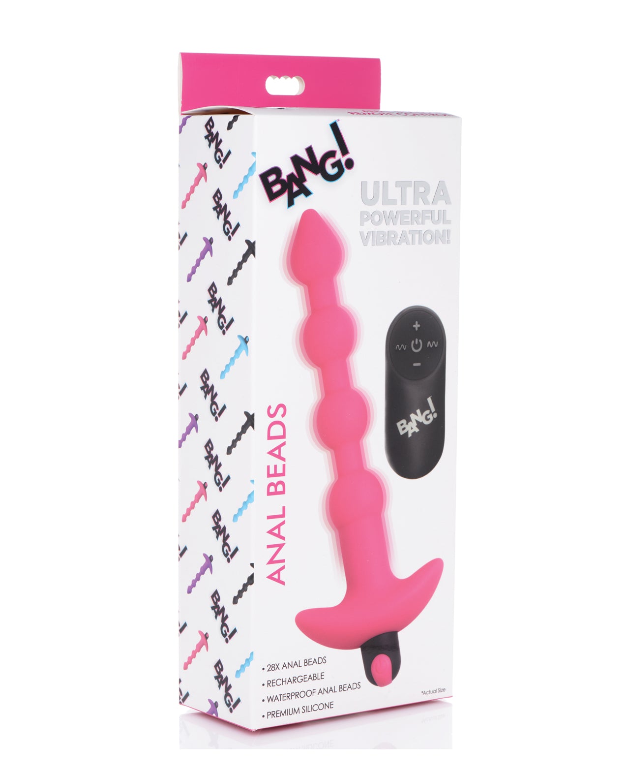 Bang! 28X Vibrating Silicone Anal Beads w/Remote Control