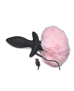 Tailz Waggerz Moving & Vibrating Bunny Tail Anal Plug W/remote - Pink/black