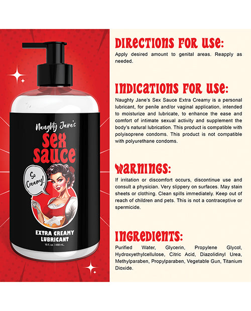 Naughty Jane's Sex Sauce Extra Creamy Lubricant - oz