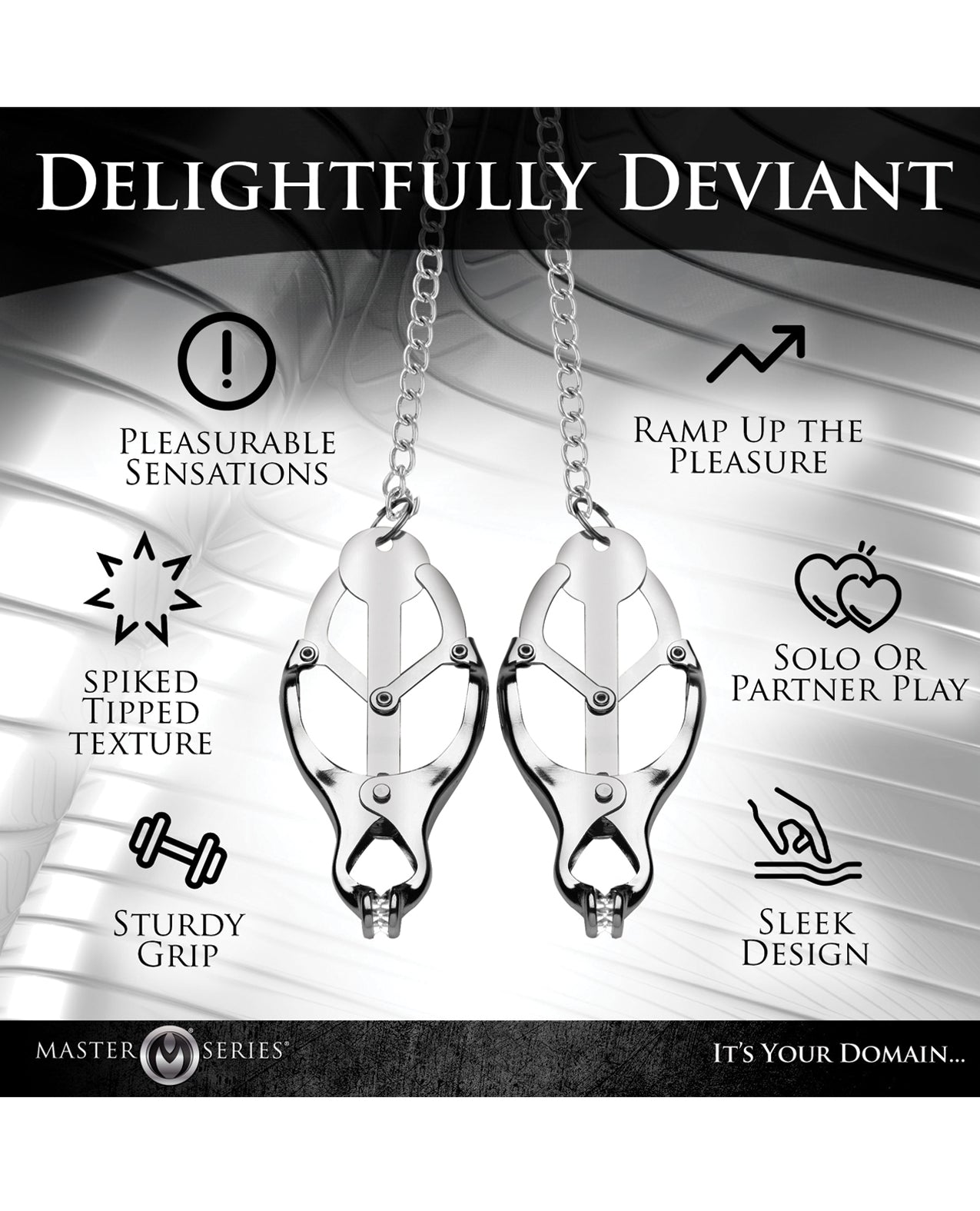 Master Series Tyrant Spiked Clover Nipple Clamps - Silver