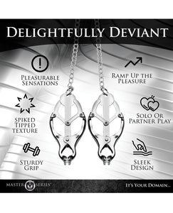 Master Series Tyrant Spiked Clover Nipple Clamps - Silver