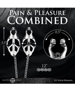 Master Series Tyrant Spiked Clover Nipple Clamps - Silver