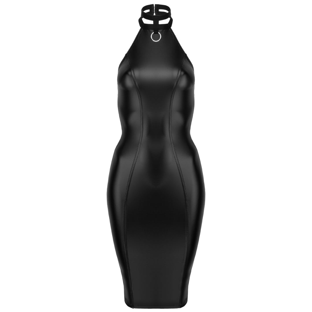 Sexy Powerwetlook Pencil Dress Noir Handmade-4