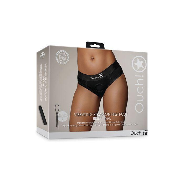 Shots Ouch Vibrating Strap On High-cut Brief - Black