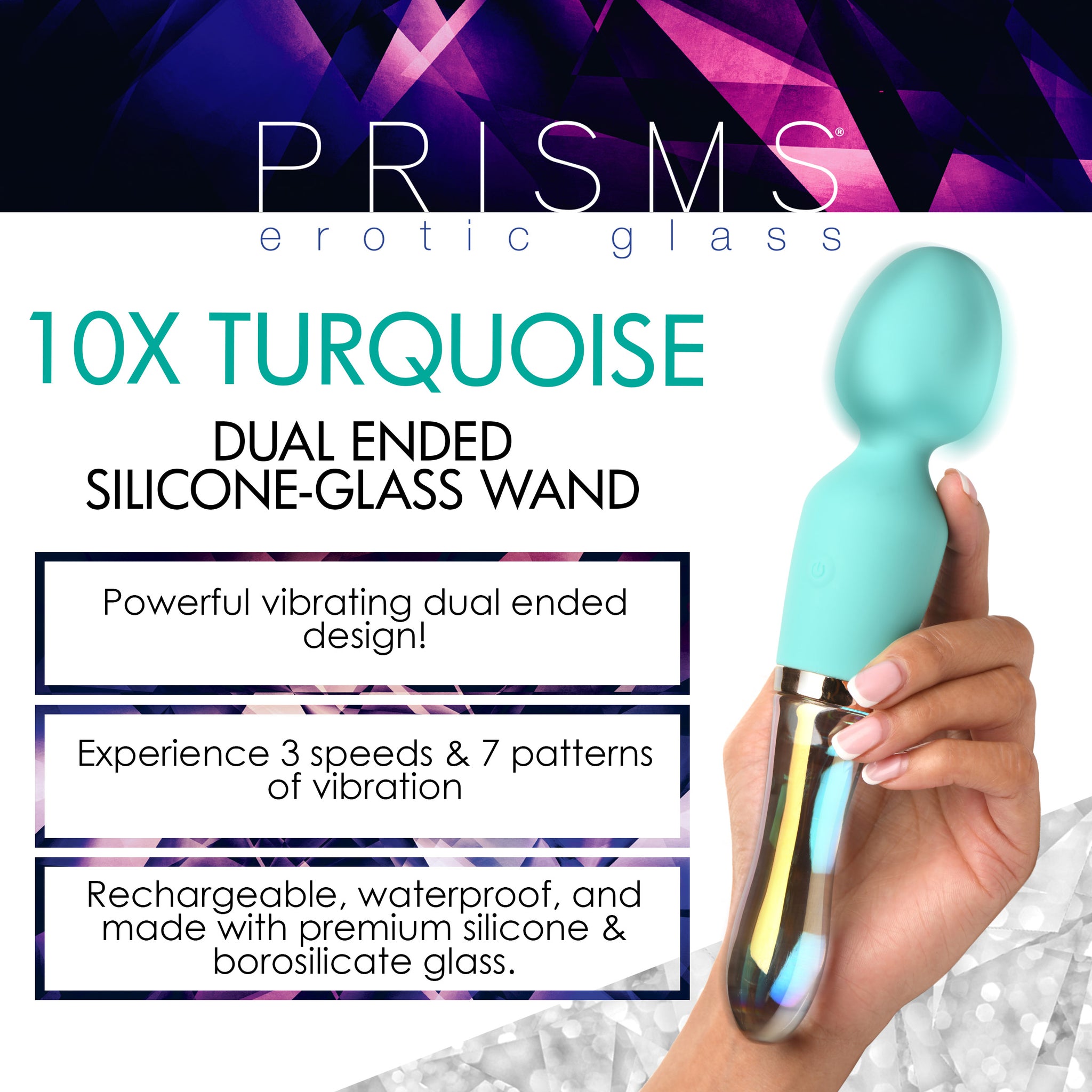 10x Turquoise Dual Ended Silicone And Glass Wand