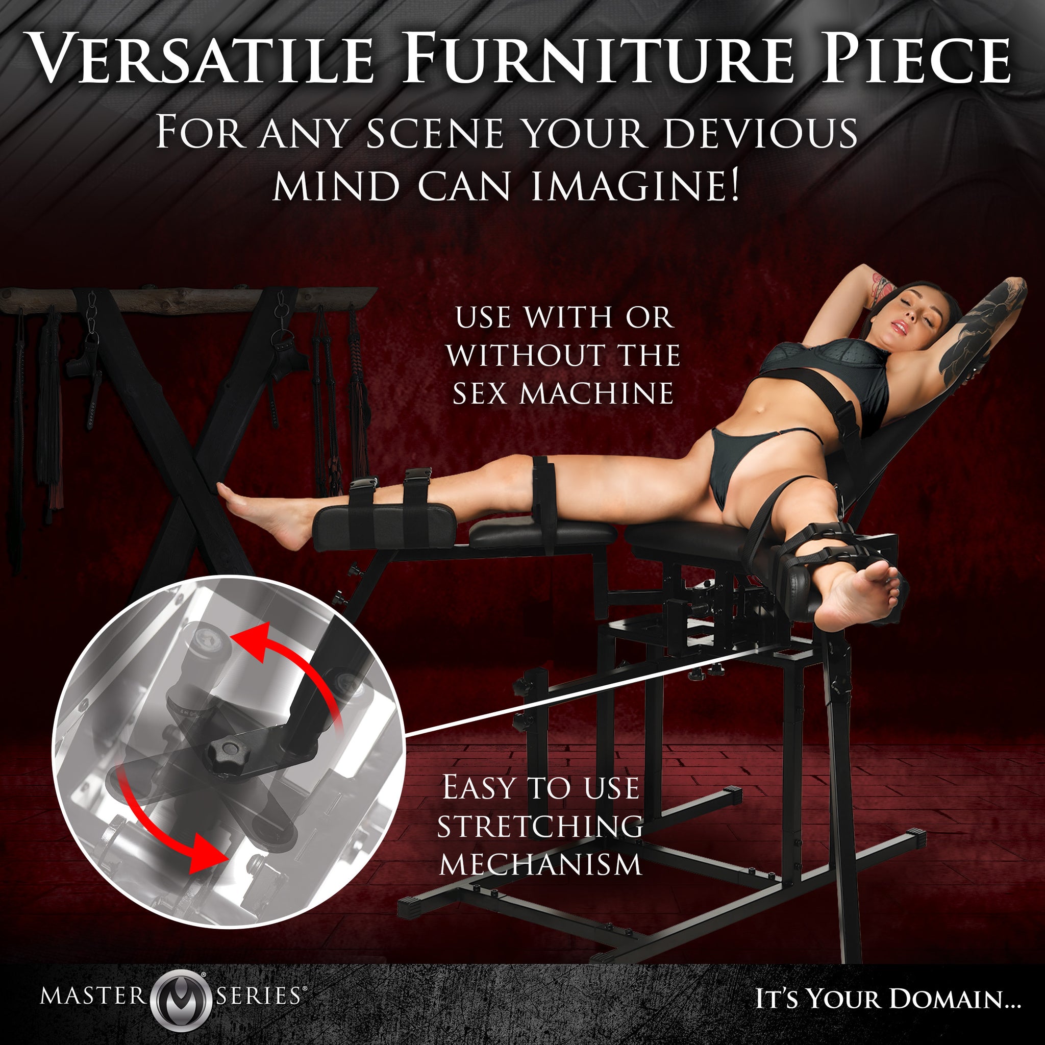 Leg Spreader Obedience Chair With Sex Machine