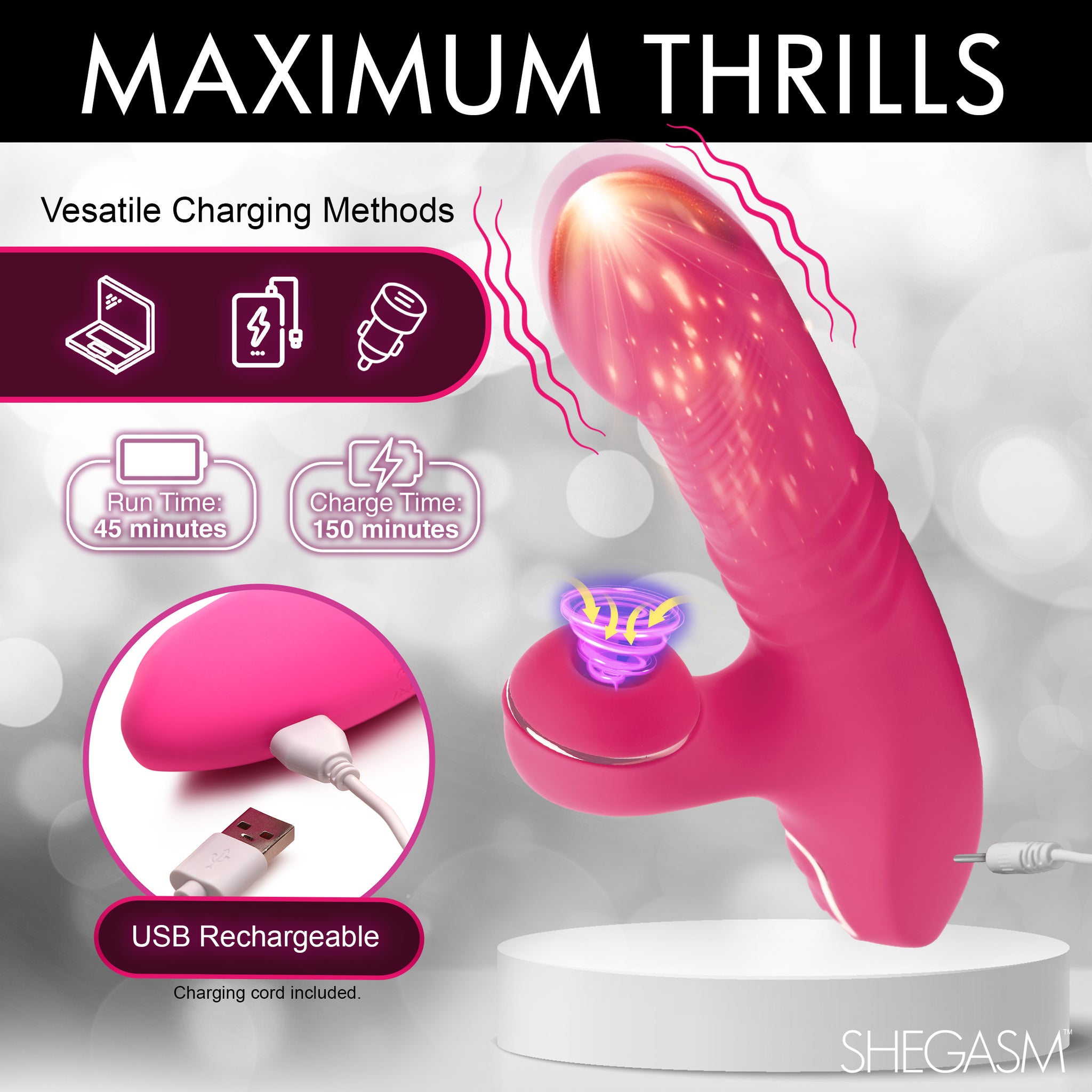 Pro-thrust Thrusting Suction Silicone Rabbit Vibrator