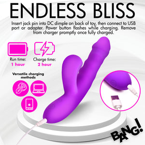 Thrusting And Sucking Silicone Rabbit Vibrator