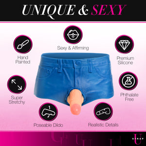 Booty Shorts 6 Inch Dildo Silicone Strap On Harness - Small