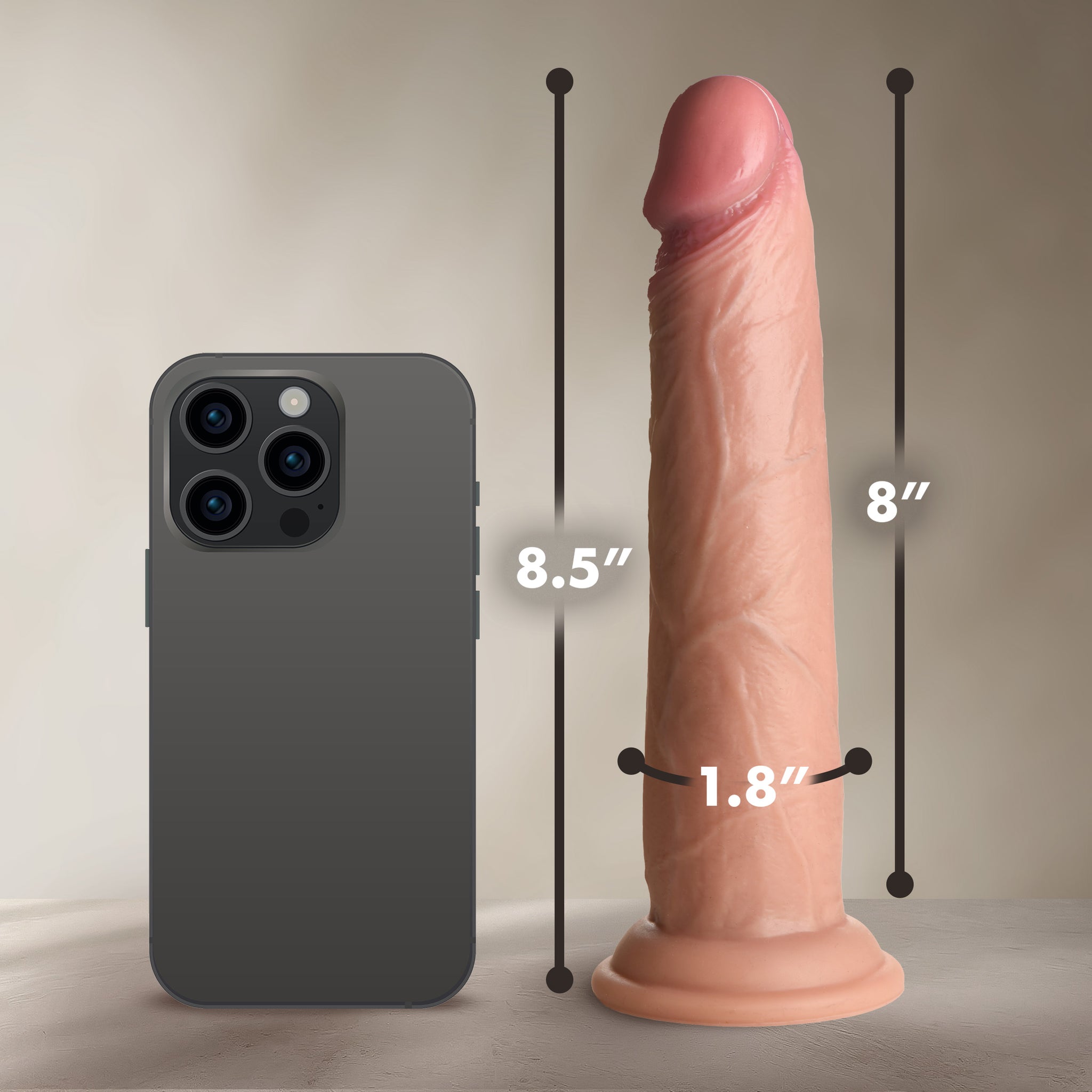 Real Skin Silicone Dildo - 8.5"