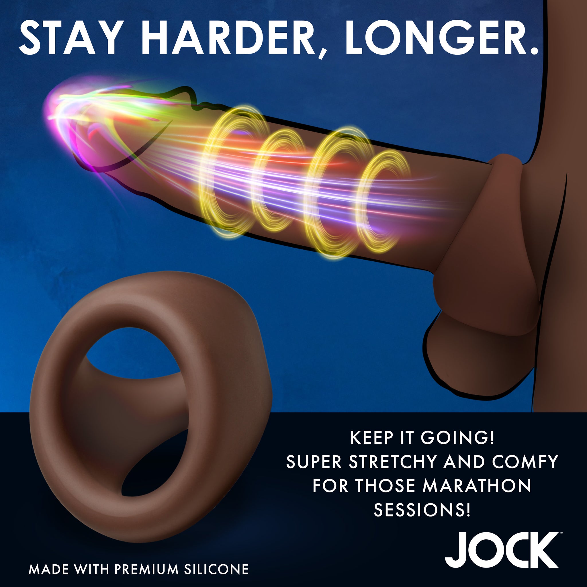 Jock Silicone Cock & Ball Ring - Dark