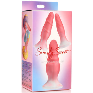 3 Piece Silicone Butt Plug Set - Pink