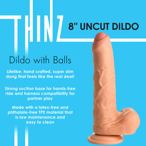 8 Inch Uncut Dildo With Balls