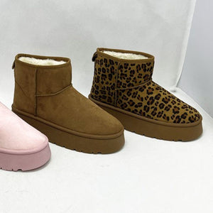 WILD DIVA Thermal Furry Leopard Platform Booties